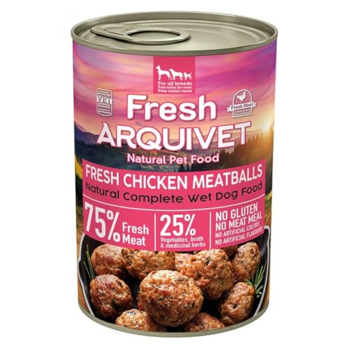 Arquivet Fresh Chicken Meatballs Nassfutter für Hunde mit Huhn, Karotten und Erbsen, 400 g von Arquivet