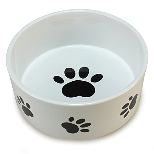 Arquivet Futternapf aus Keramik für Hunde oder Katzen, Pfotenstil, Futterbehälter für Haustiere, Futterschale aus Keramik für Hunde und Katzen, 19 cm von Arquivet