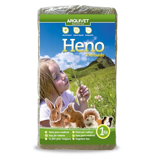 Arquivet Gepresstes Heu für Nagetiere und Kleinsäuger – Kaninchen, Meerschweinchen, Hamster, Eichhörnchen – 1 kg von Arquivet