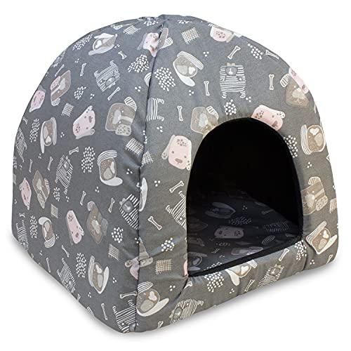 Arquivet Iglu Hunde in Rosa und Grau, 45 x 45 x 40 cm, Hundebett, gepolstert, bequem, waschbar, Haustierbetten, Hundebett von Arquivet