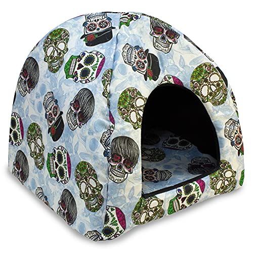 Arquivet Iglu Totenkopf, 45 x 45 x 40 cm, gepolstert, bequem, waschbar, für Haustiere, Hundebett von Arquivet