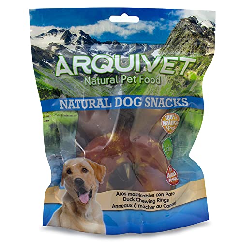 Arquivet Kauringe mit Ente – Ringe, Donuts, Kaugewinde, natürliche Hundesnacks – Leckerlis, Leckerlis, Leckerlis, Belohnungen für Hunde, 100 g (6 Stück) von Arquivet