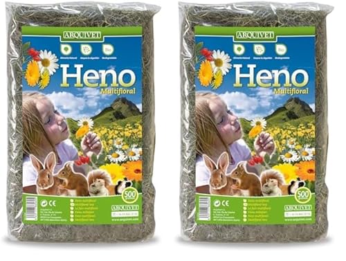 Arquivet Mehrblumiges Heu für Nagetiere und kleine Säugetiere, 500 g (1 Stück) (Packung mit 2) von Arquivet