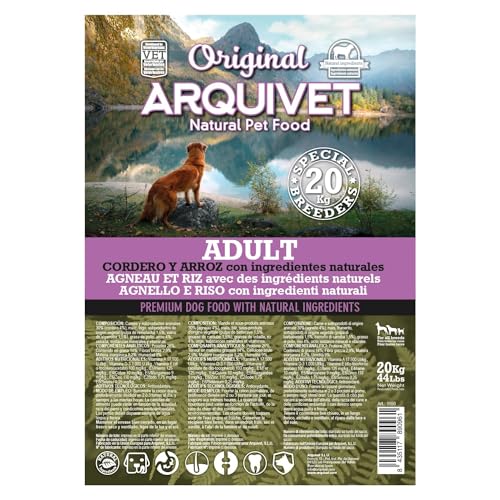 Arquivet Original Adult - Hundefutter für ausgewachsene Hunde - Lamm und Reis - Hundefutter - Trockenfutter für Hunde - Hundefutter - Gesundes Futter - 20 kg von Arquivet