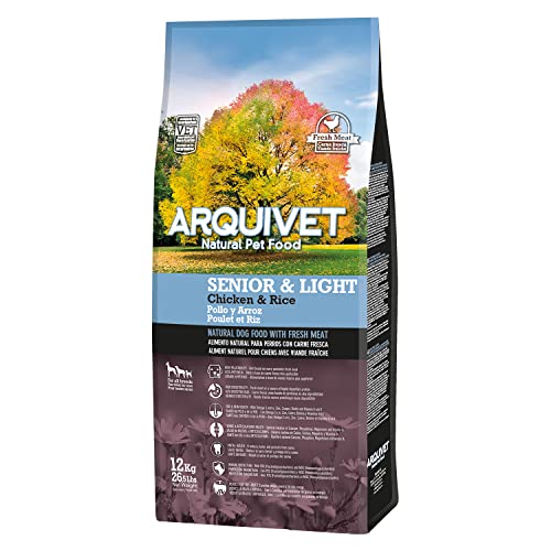 Arquivet Premium Senior Light Huhn und Reis 12 kg - Natürliches Futter für ältere oder übergewichtige Hunde - ab 7 Jahren - Trockenfutter von Arquivet