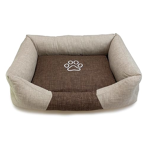 Arquivet - Quadratisches Hundebett Braun und Beige mit Fußabdruck 70x55x19 cm - Hundebett - Hundezubehör von Arquivet