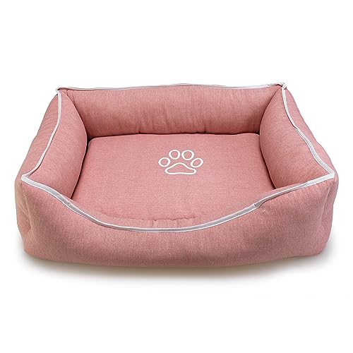 Arquivet - Rosa quadratisches Hundebett mit Fußabdruck und Paspelierung, 70 x 55 x 19 cm -Hundebett - Hundezubehör von Arquivet