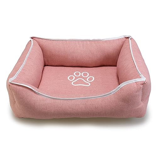 Arquivet - Rosa quadratisches Hundebett mit Fußabdruck und Paspelierung 85 x 68 x 21 cm -Hundebett - Hundezubehör von Arquivet