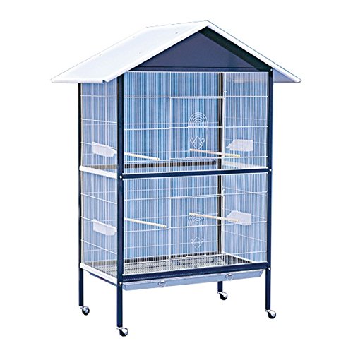 Arquivet Sassari Vogelhaus 100 x 60 x 176,5 cm - Großer Vogelkäfig mit Rädern für Vögel - Metall mit 2 Ebenen für große Vögel - Papageien, Agapornis, Kanarienvögel, Wellensittiche von Arquivet