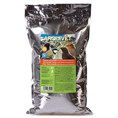 Arquivet Universalpaste für Insektenfresser und Obstfresser - Vogelfutter - Futter für alle Vogelarten - zerkleinerte Beeren und Samen sowie getrocknete Insekten und Garnelen gemischt - 5 kg von Arquivet