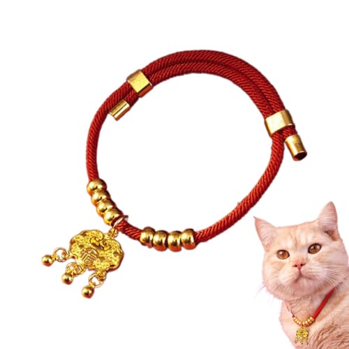 Arroopu Chinesisches verstellbares Haustierhalsband mit Langlebigkeitsverschluss, rotes -Hals- , Katzenhalsband für Neujahrspartys, Versammlungen, Veranstaltungen von Arroopu