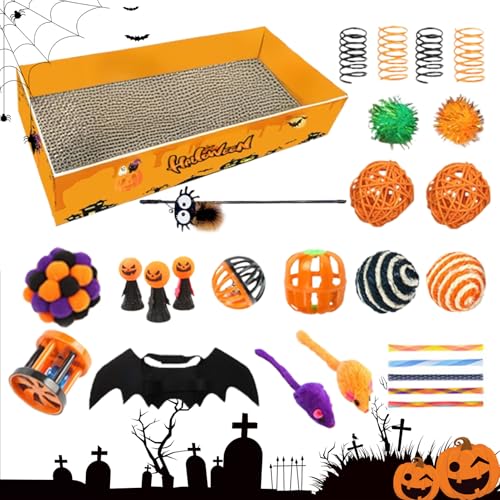 Arroopu Innen Katzenspielangel, Interaktives Beschäftigungsspielzeug Für Katzen, Halloween Kratzbrett & Kostüm Zubehör Für Katzen Arroopu Innen Katzenspielangel, Interaktives Beschäftigungsspielzeug Für Katzen, Halloween Kratzbrett & Kostüm Zubehör Für Katzen von Arroopu