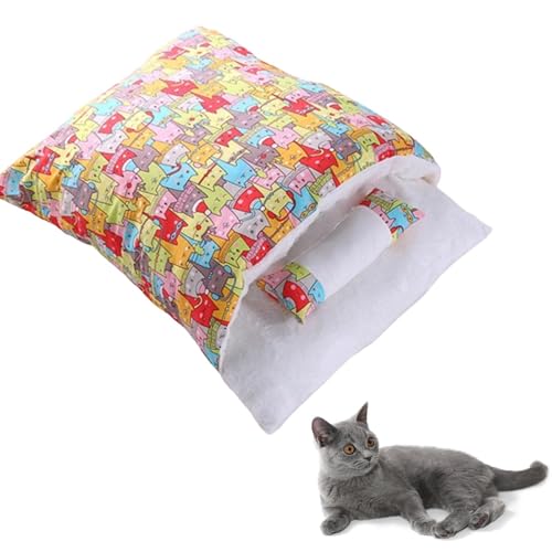 Arrovarp Katzenschlafsackbett,Katzenschlafsack,Versteckbares waschbares Burrow beruhigendes Taschen-Haustierbett - Warmer Katzenschlafsack, waschbares Burrow-Haustierbett, Katzennest von Arrovarp