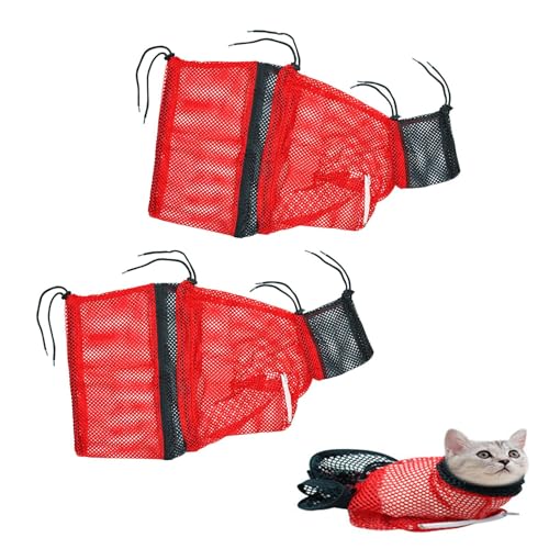 Arrovarp Katzentasche zum Baden, Katzenbadetasche, Kratzfeste, verstellbare Netztasche, Atmungsaktive Mesh-Duschtasche, multifunktionale Pflegetasche für Medikamenteneinnahme, Baden, Nagelschneiden von Arrovarp