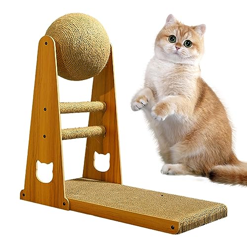 Arrovarp L Shape Cat Scratcher, Stylish Vertical Cat Scratching Post with Cat Scratcher Ball, Scratch-Proof Sisal Cat Scratcher Toy, Cat Bed Detachable Cat Toy for Indoor Cats von Arrovarp