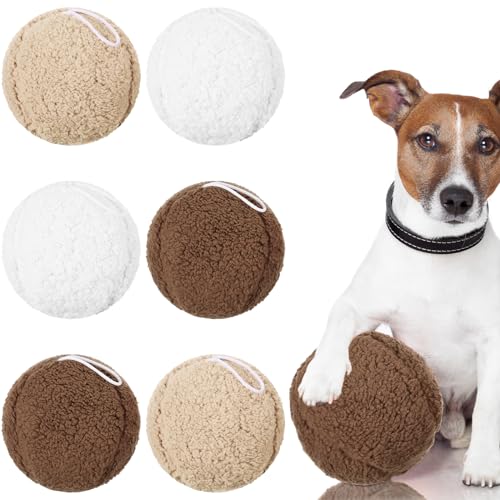 Arrowbash Quietschendes Plüsch-Hundespielzeug, 15,2 cm, Fleece-Ball, Lammwolle, weiche Bälle für Hunde, lustig, niedlich, gefüllt, Quietschspielzeug, rundes Kauspielzeug für große Hunde, Welpen, von Arrowbash