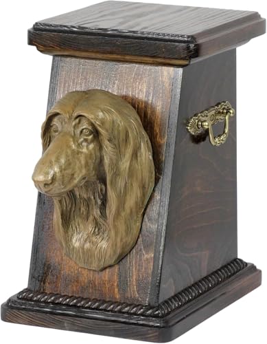 Art-Dog Custom Dog Memorial Urne - Handgemachte Memorial Box - Bronze Hundekopf auf Birke Basis - Custom Hundeeinäscherung Box - 19cmx32cmx30cm - Pharaonenhund von Art-Dog