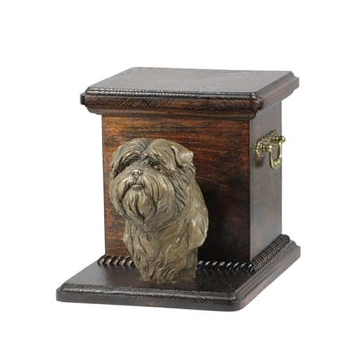 Art-Dog Handmade Custom Dog Memorial Urne - Bronze-Hundekopf auf Birkensockel - Langlebige personalisierte Hundeeinäscherungsbox - 19cmx31cmx22cm - Apfen Pincher von Art-Dog