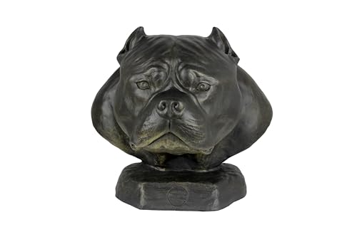 Art-Dog Hundeurne Big Head American Bully - Amerikanischer I - Handgefertigte Tierurne aus Harz mit Bronze-Finish - Langlebige Urne für Hundeasche - Natürliche Größe 30x26x30cm von Art-Dog