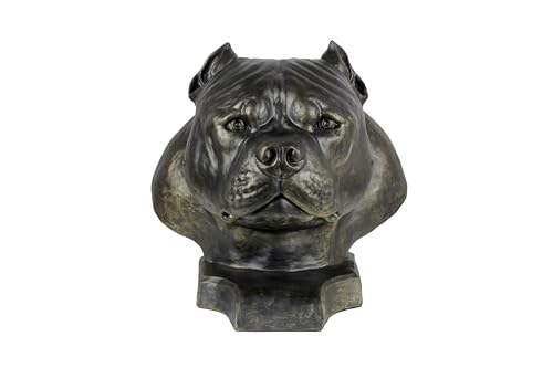 Art-Dog Hundeurne Big Head American Bully - Amerikanischer Ii - Handgefertigte Tierurne aus Harz mit Bronze-Finish - Langlebige Urne für Hundeasche - Natürliche Größe 25x30x26cm von Art-Dog