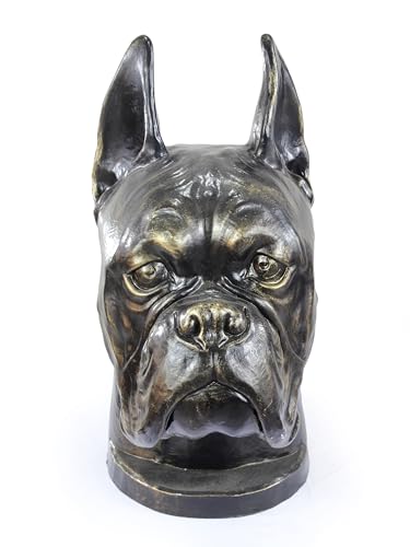 Art-Dog Hundeurne Big Head Boxer - Handgefertigte Tierurne aus Harz mit Bronze-Finish - Langlebige Urne für Hundeasche - Natürliche Größe 38x16x34cm von Art-Dog