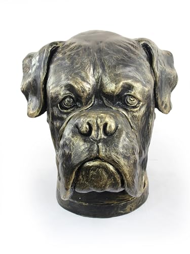 Art-Dog Hundeurne Big Head Boxer Ii - Handgefertigte Tierurne aus Harz mit Bronze-Finish - Langlebige Urne für Hundeasche - Natürliche Größe 31x27x35cm von Art-Dog