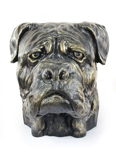 Art-Dog Hundeurne Big Head Bullmastif - Handgefertigte Tierurne aus Harz mit Bronze-Finish - Langlebige Urne für Hundeasche - Natürliche Größe 33x24x35cm von Art-Dog