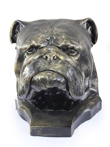 Art-Dog Hundeurne Big Head English Bulldog - Englische Bulldogge I - Handgefertigte Tierurne aus Harz mit Bronze-Finish - Langlebige Urne für Hundeasche - Natürliche Größe 30x29x28cm von Art-Dog