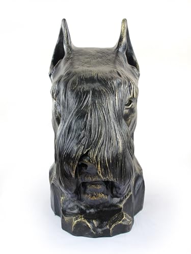 Art-Dog Hundeurne Big Head Schnauzer - Handgefertigte Tierurne aus Harz mit Bronze-Finish - Langlebige Urne für Hundeasche - Natürliche Größe 44x23x37cm von Art-Dog