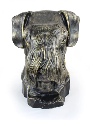 Art-Dog Hundeurne Big Head Schnauzer Ii - Handgefertigte Tierurne aus Harz mit Bronze-Finish - Langlebige Urne für Hundeasche - Natürliche Größe 37x28x37cm von Art-Dog