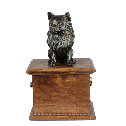 Art-Dog Urne für Hundeasche - Handgefertigte Gedenkstätte mit Bronzestatue - Haustier-Gedenkurne für den Namen des Tieres, Daten und Skulptur - 8.3x11.4x8.7 - Chihuahua I von Art-Dog