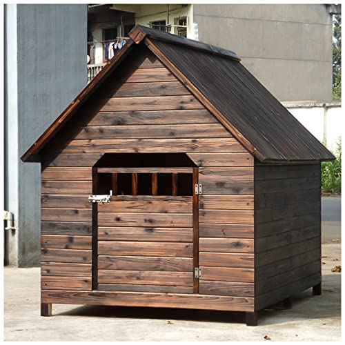 Großes Haustierhaus aus Holz mit Regenschutz, Tür, Fenstern, Haustierkäfig für den Innen- und Außenbereich, Hundebox, Zwinger für Chihuahua, Samojeden, Border Collie von ArtRay