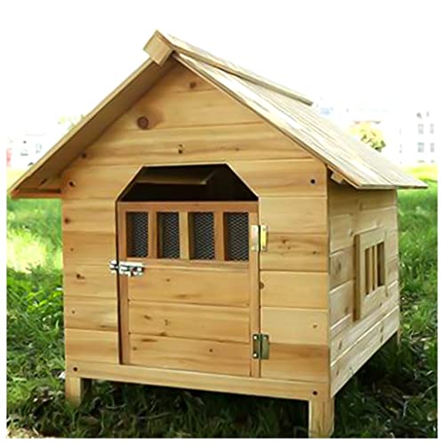 Großes Haustierhaus aus Holz mit Regenschutz, Tür, Fenstern und Sonnenblende, Haustierkäfig für den Außenbereich, Hundebox, Zwinger für Samojeden, Border Collie, Chow-Chow von ArtRay