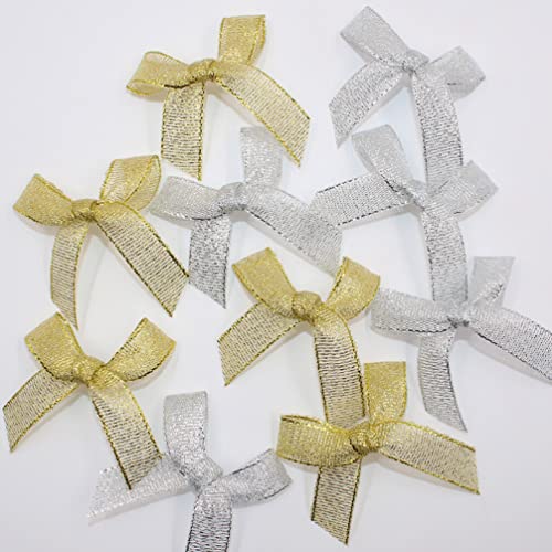 Artibetter 100 Stücke Handwerk Künstliche Party Band Bögen Bowknot Liefert Applique Hüte Golden cm Scrapbooking Dekor Sammelalbum DIY Hochzeit Hängende Mini Verschönerung Handgefertigte von Artibetter