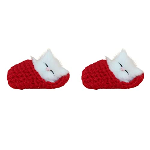 Artibetter 2st Puppenspielsets Spielzeug Mini-plüschtiere Schlafende Katze Im Pantoffel Kätzchen Schuh von Artibetter