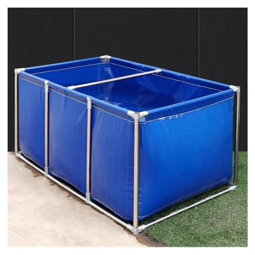 Fischpool Über Boden Leinwand Fischteich, Wassertank Für Aquakultur Witterungsbeständig Große Zusammenklappbare Fischtanks Mit Abflussventil (Farbe : Blau, Größe : 1.5x1x0.5m) von Artiz