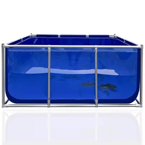 PVC Leinwand Fisch Teich Mit Stahlrahmen, Faltbarer Wasserspeicher Aquarium Pool Teich Mit Transparentem Sichtfeld Und Ablassventil Für Teiche, Fischbecken, Koi (Farbe : Blau, Größe : 150x100x90cm) von Artiz