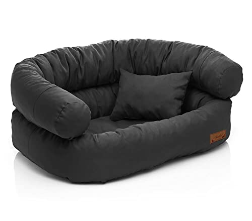 Hundebett Große Hunde waschbar - Hundesofa, Hundekissen, Hundekorb, Hundecouch mit abnehmbarem Bezug - Santi L: L 100 x B 80 x H 30cm, Graphit (Nr.02) von Artur Soja