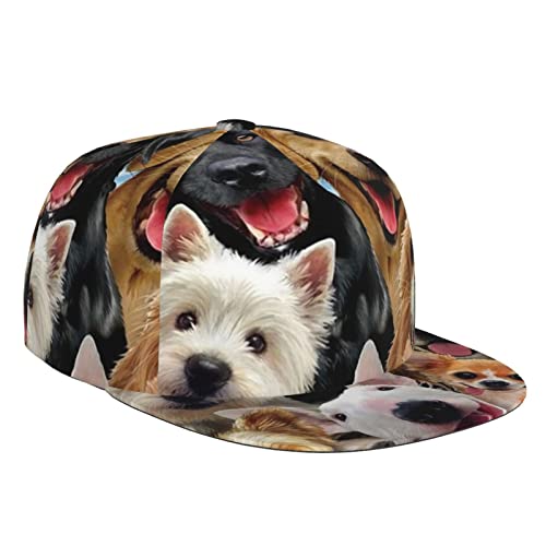 Niedliche Haustier-Hunde-Baseballmütze, flache Krempe, Trucker-Mütze, Snapback-Kappe für Sport, Outdoor, für Herren und Damen von Aseelo