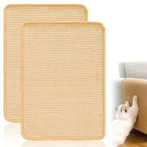 2 Stück Kratzmatte Katze, 60x40cm Kratzbretter Katze Sisal, Kratzteppich, Sisalmatte Kratzpads, widerstandsfähig Katzenmöbel Fußmatte, Katzenkratzern für Sofamöbeltüren Teppiche Wände schützen von Asfrode