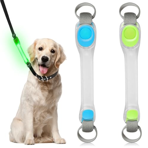 2 Stück LED Leuchtband für Hunde, USB Aufladbar LED Leuchthalsband Blinklicht mit Klettverschluss Leuchtbänder, Einfach an Halsband Leine Geschirr zu Befestigen Wasserdicht Outdoor von Asfrode