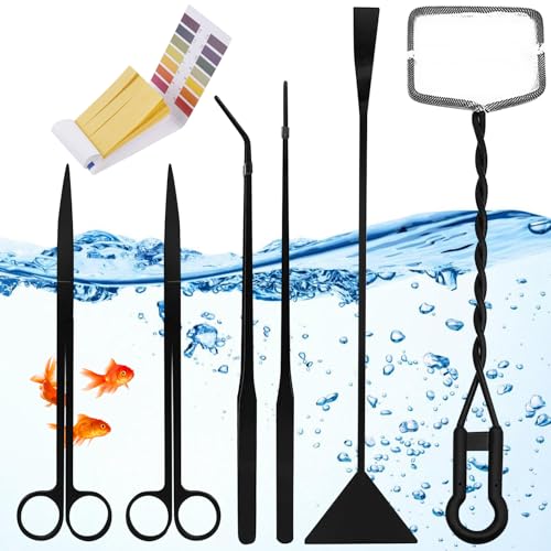 Asfrode Aquarium Aquascaping Set, 7 in 1 Aquarium Werkzeug Satz Edelstahl Scheren Pinzette Spatel Aquarium Tank Aquatic Pflanze Werkzeuge Set für Fische Wasserpflanzen Trimmen von Asfrode