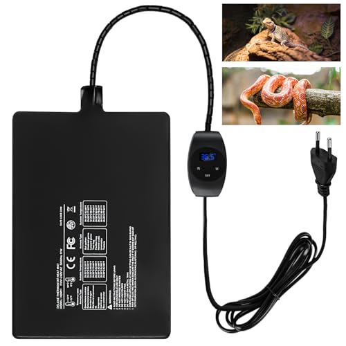 Asfrode Reptil Heizmatte mit Thermostat, Terrarium Heizmatte Sicheres Einstellbares Tank Warmer Mat Pad Wärmematte für Reptilien Eidechse Gecko Schlangen Schildkröte Spinne (20x30cm) von Asfrode