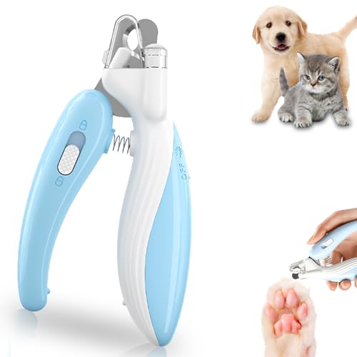 Krallenschere mit Led-Licht für Hunde Katzen, Krallenschere für Katzen Hunde, Krallenschere für Anfänger toll geeignet, für Hunde Welpen Kaninchen und Kleintiere(blau) von Asfrode