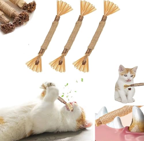 Ashopfun Nylatails Silvervine Dental Stick,Cat Chew Stick,Silvervine Cat Dental Sticks,Natural Silvervine Dental Sticks,Silvervine Sticks Chew Toys for Teeth Cleaning,Make Cats Happy (3 Pcs) von Ashopfun