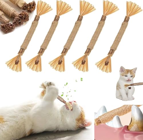 Ashopfun Nylatails Silvervine Dental Stick,Cat Chew Stick,Silvervine Cat Dental Sticks,Natural Silvervine Dental Sticks,Silvervine Sticks Chew Toys for Teeth Cleaning,Make Cats Happy (5 Pcs) von Ashopfun