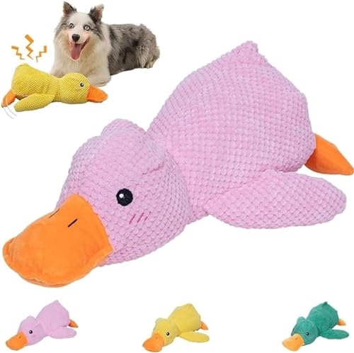 Ashopfun Zentric Quack-Quack-Ente Hundespielzeug, klassisches Enten-Hundespielzeug, Zentrisches Plüsch-Hundespielzeug, Kauspielzeug, Quackenspielzeug für Hunde mit echtem Quackgeräusch (Rosa) von Ashopfun