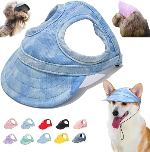 Outdoor-Sonnenschutzhaube für Hunde, Sonnenschutzhut für Hunde, Baseballkappe, Outdoor-Sport, Sonnenhut, Haustier-Sonnenschutz mit Ohrlöchern und verstellbarem Riemen (Schlüsselblau, S) von Ashopfun