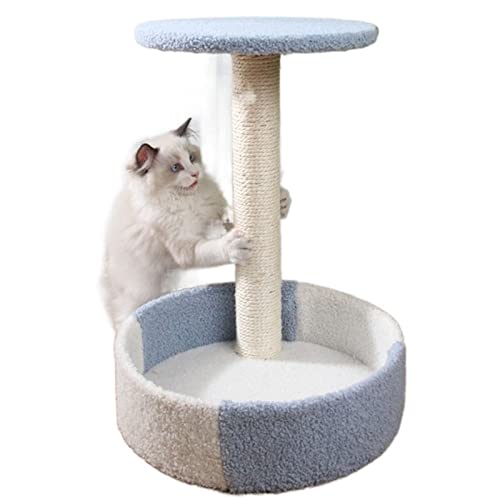 Kratzbaumhäuser Katzenkratzer Katzen Klettergerüst Nest Kratzbaum Turm Eigentumswohnung Möbel Kratzbaum für Haustiere Karton Katzen Kratzhaus (Größe: Blau Beige) (Blau Beige) von AsiLoP