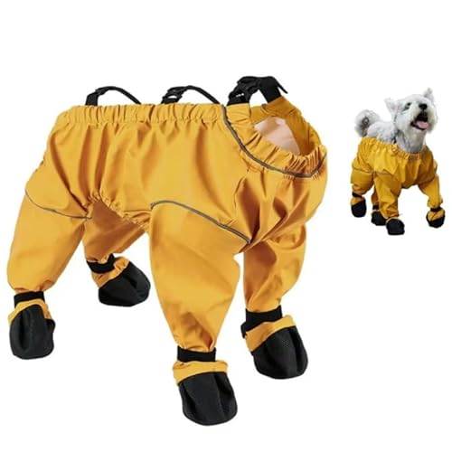 Asiasioc Hundestiefel-Leggings, wasserdicht, rutschfest, Pfotenschutz, für Spaziergänge im Freien, Laufen, Größe L, Gelb von Asiasioc